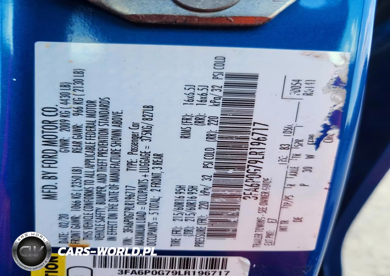 2020 Ford Fusion S VIN:3FA6P0G79LR196717 - 12