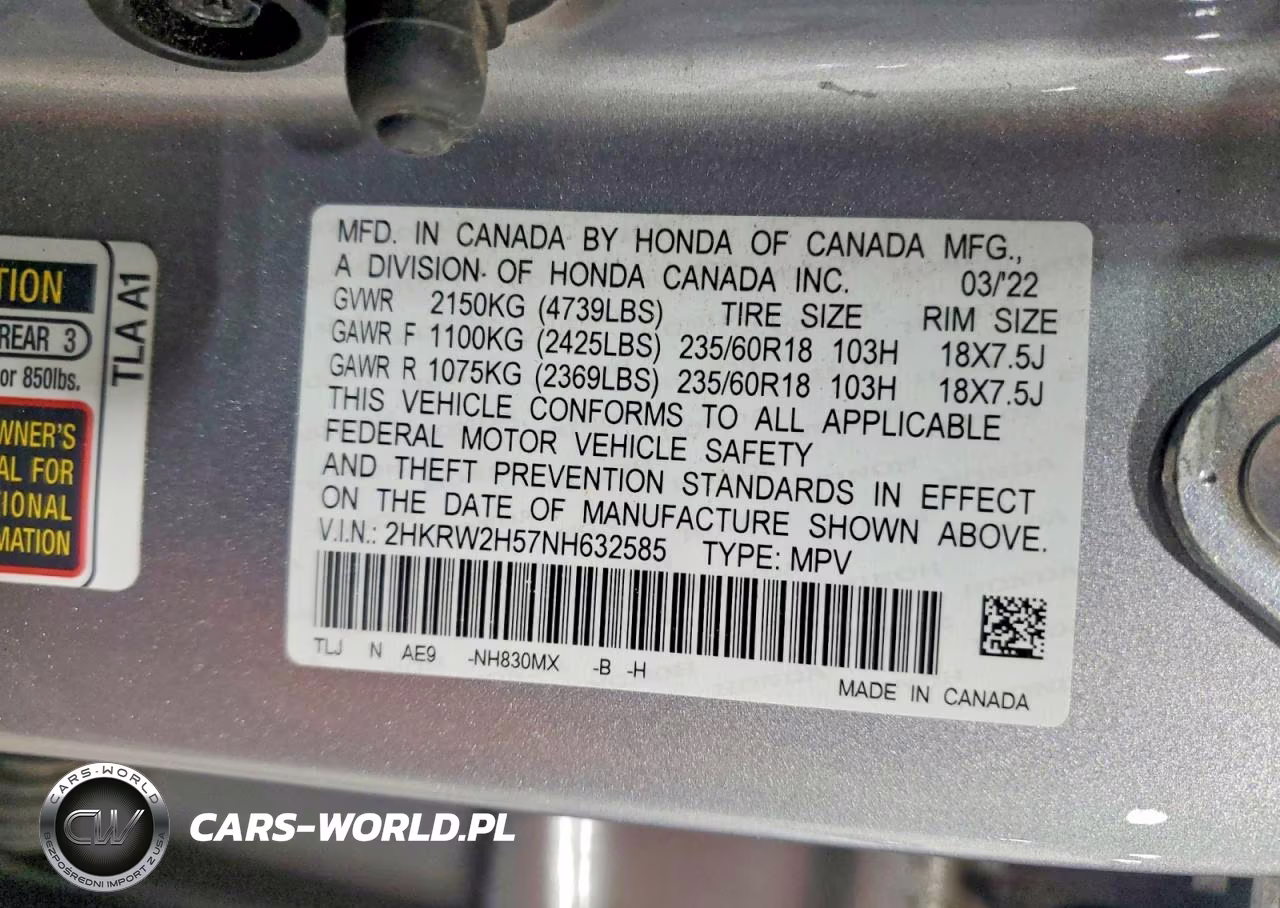 2022 Honda Cr-V Ex VIN:2HKRW2H57NH632585 - 13