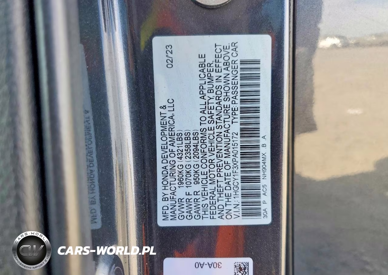 2023 Honda Accord Ex VIN:1HGCY1F3XPA015172 - 13