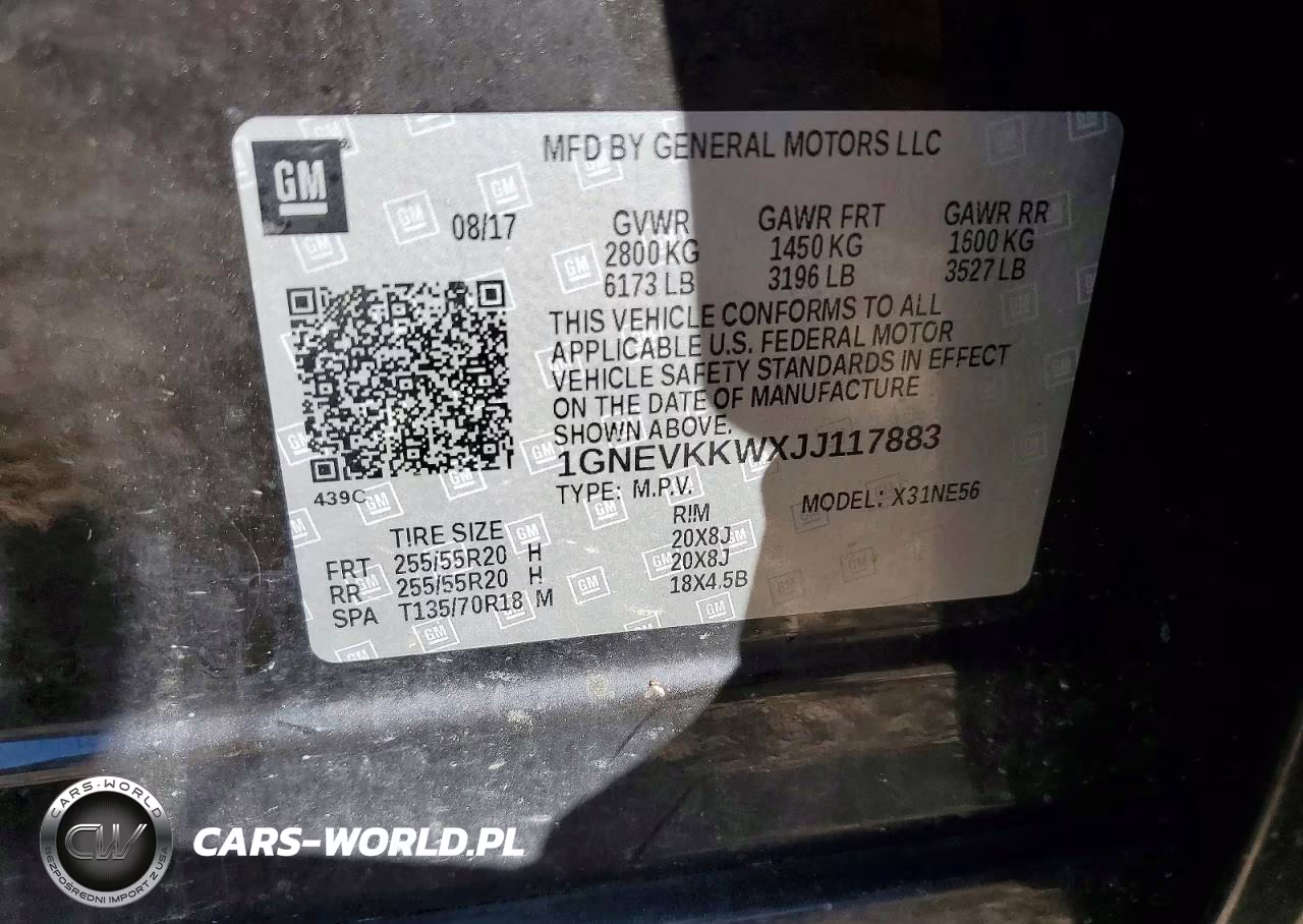 2018 Chevrolet Traverse High Country VIN:1GNEVKKWXJJ117883 - 13