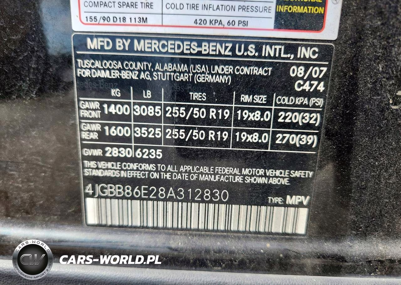 2008 Mercedes-Benz Ml 350 VIN:4JGBB86E28A312830 - 13