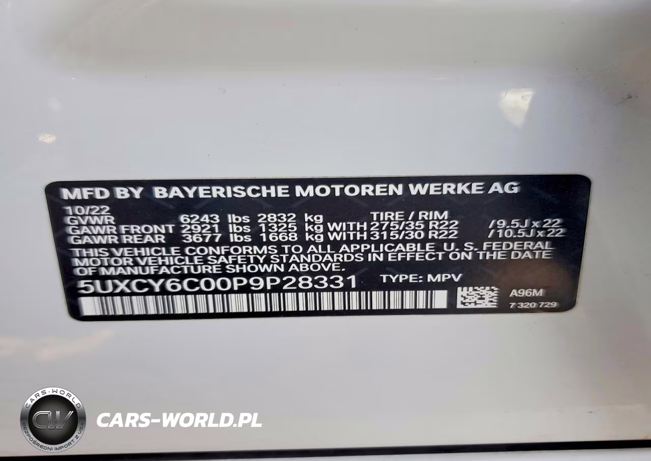 2023 BMW X6 xDrive40I VIN:5UXCY6C00P9P28331 - 12