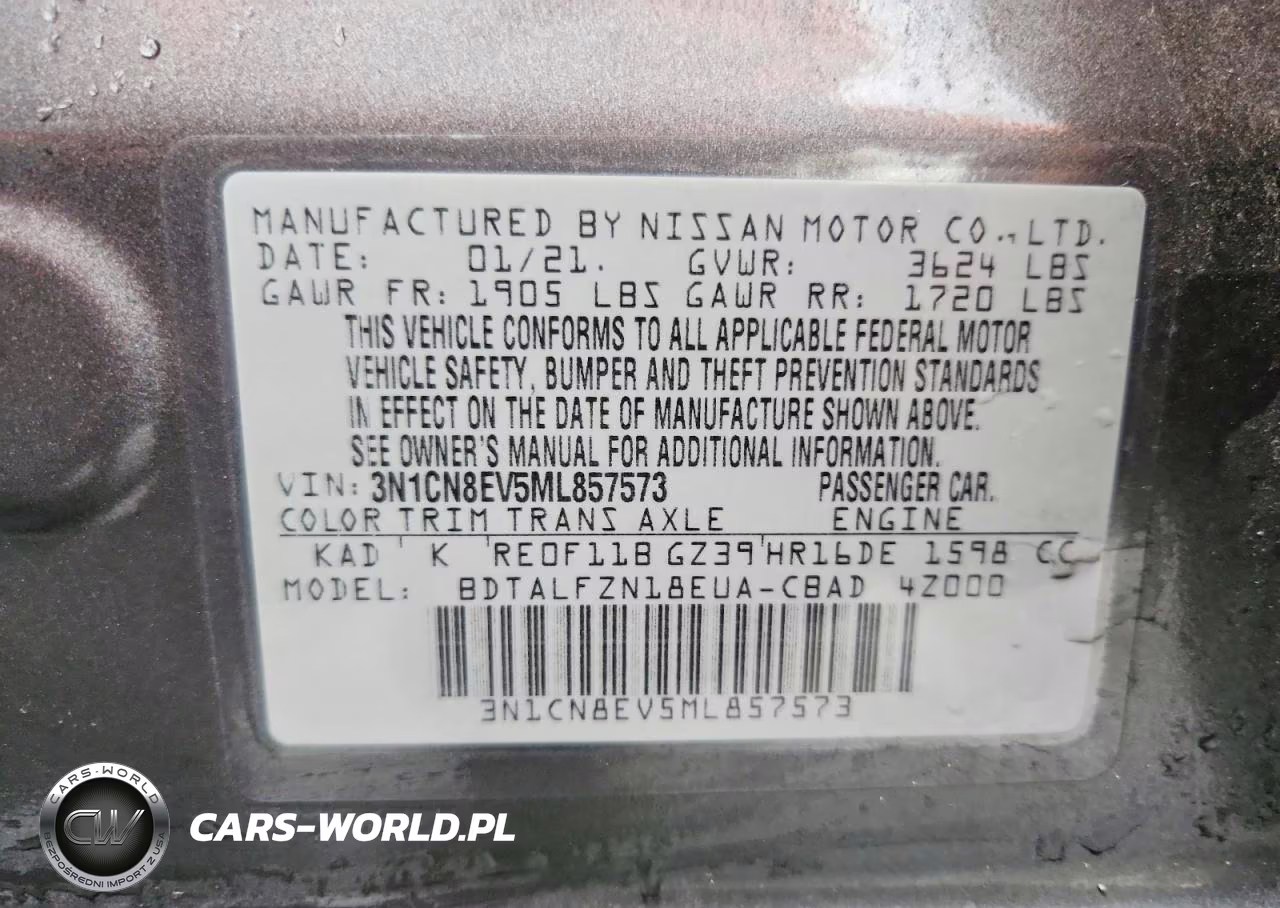 2021 Nissan Versa Sv VIN:3N1CN8EV5ML857573 - 12
