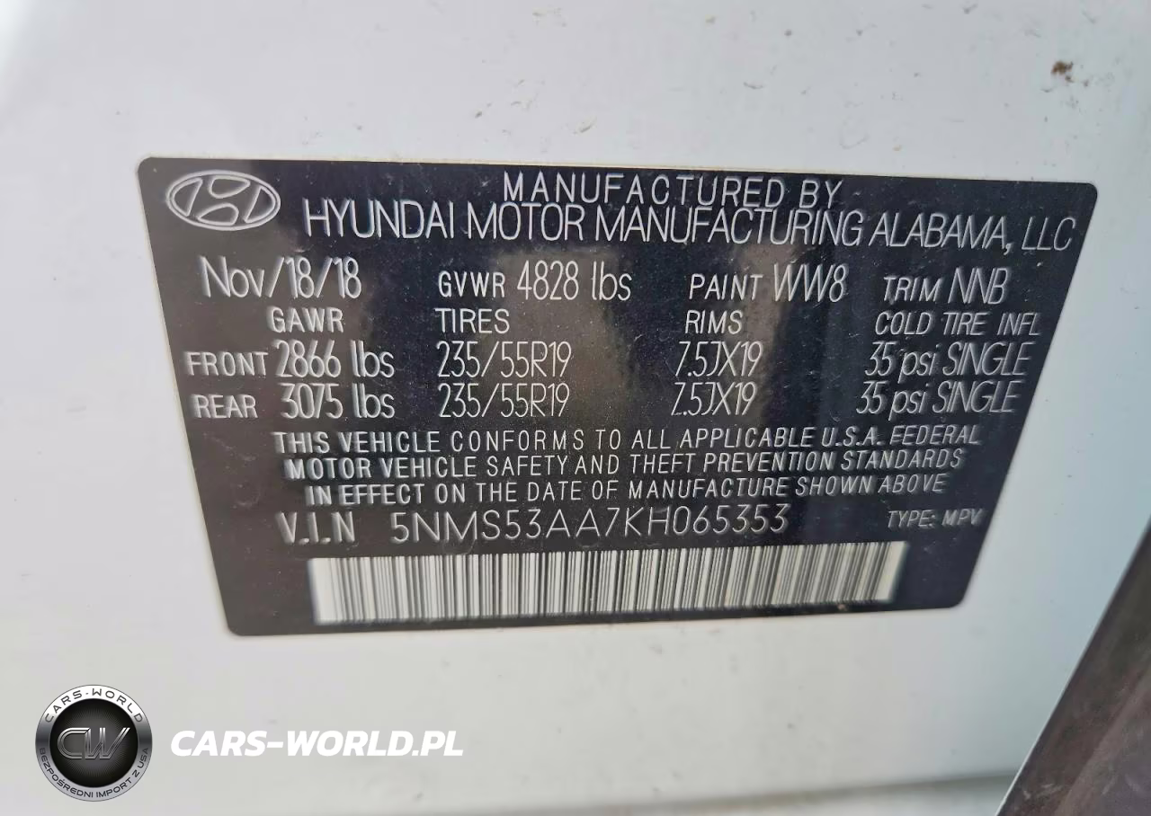2019 Hyundai Santa Fe Ultimate 2.0T VIN:5NMS53AA7KH065353 - 13