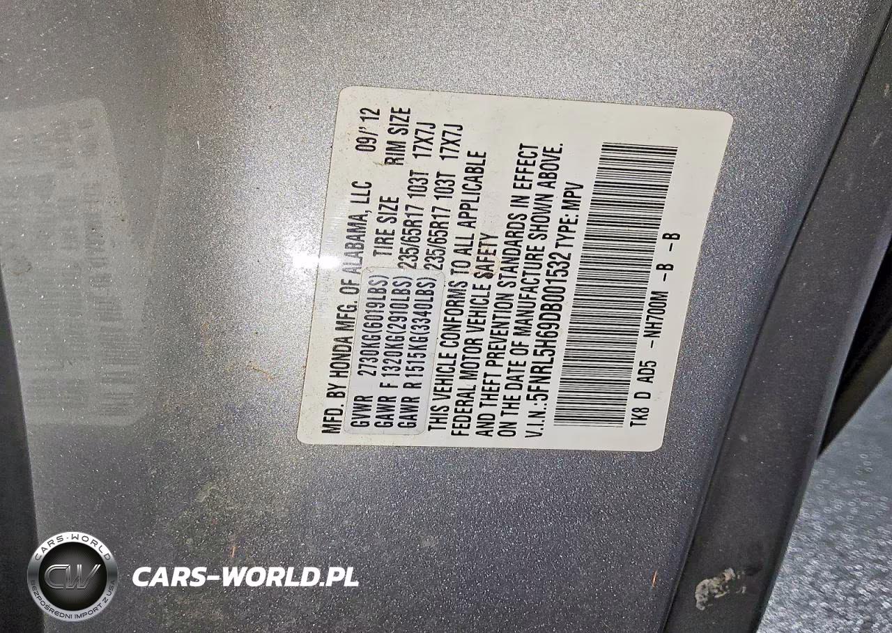 2013 Honda Odyssey Exl VIN:5FNRL5H69DB001532 - 13