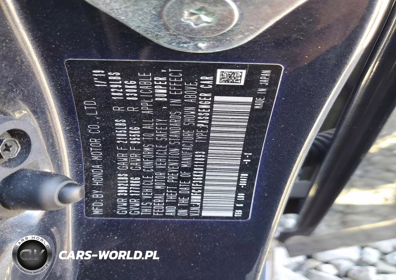 2019 Honda Civic Ex VIN:JHMFC1F36KX011893 - 12