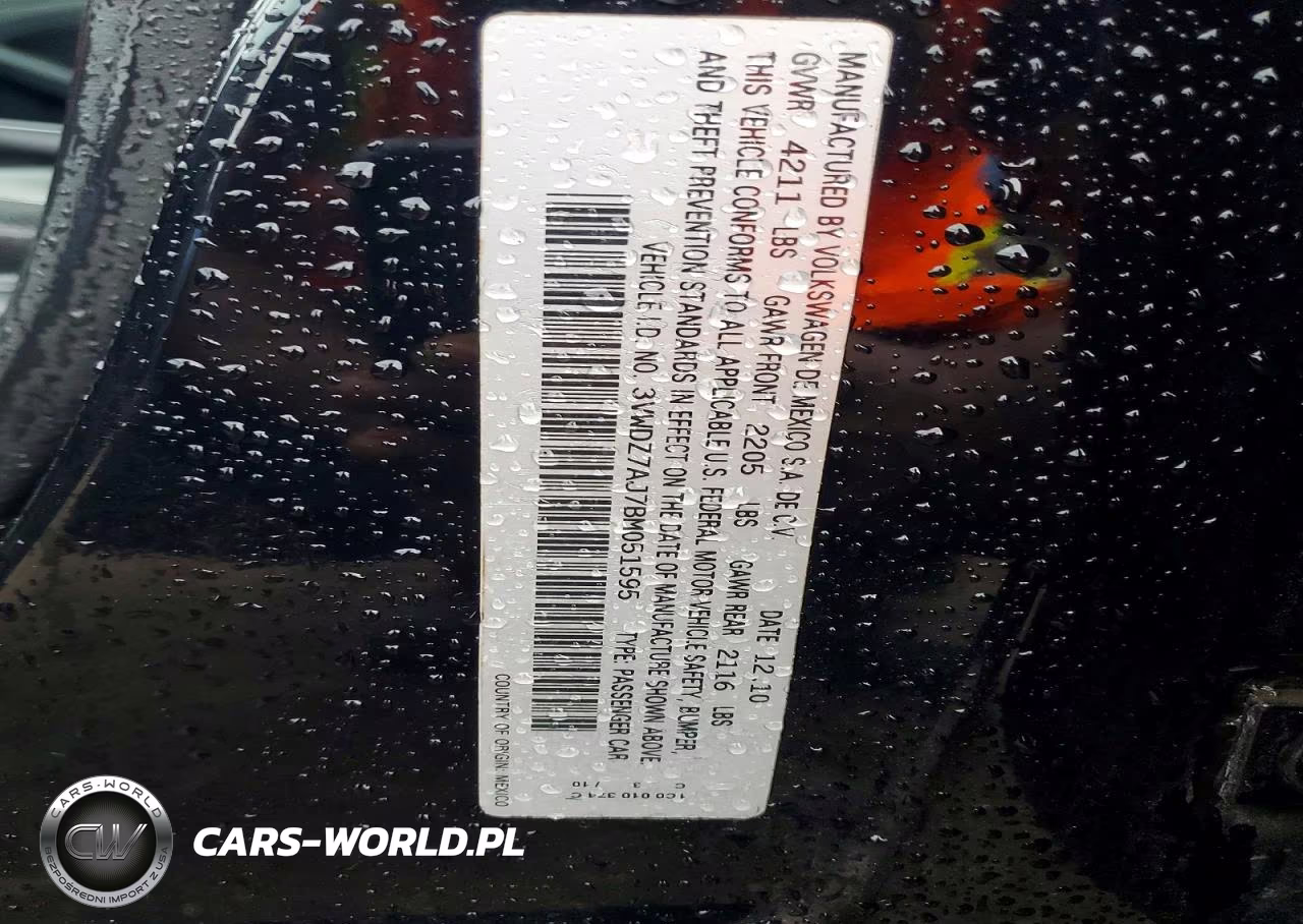 2011 Volkswagen Jetta Se VIN:3VWDZ7AJ7BM051595 - 12