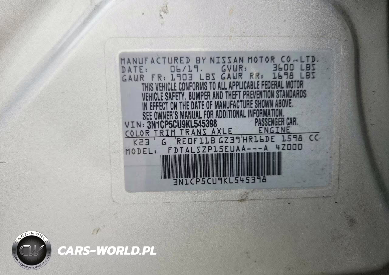 2019 Nissan Kicks Sv VIN:3N1CP5CU9KL545398 - 13