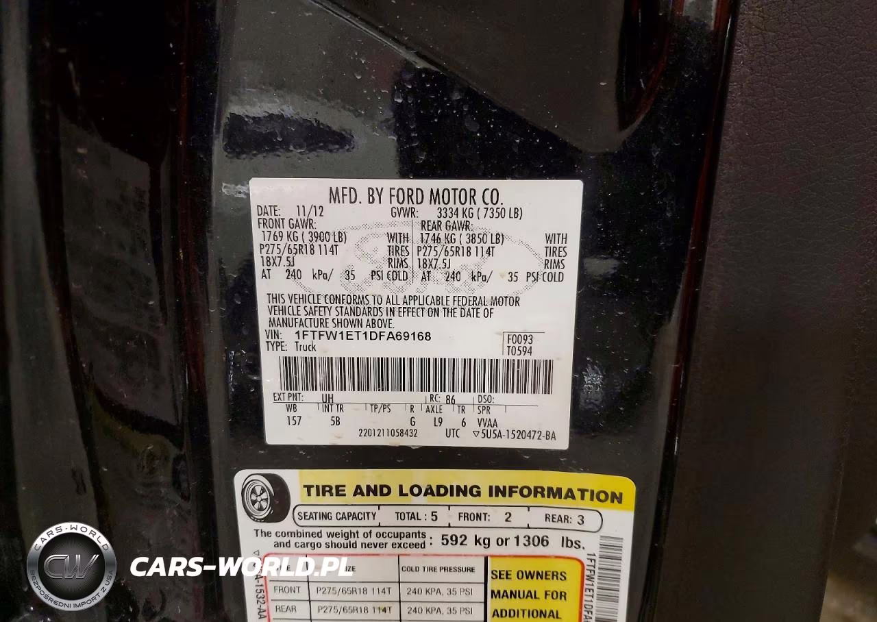 2013 Ford F150 Supercrew VIN:1FTFW1ET1DFA69168 - 13