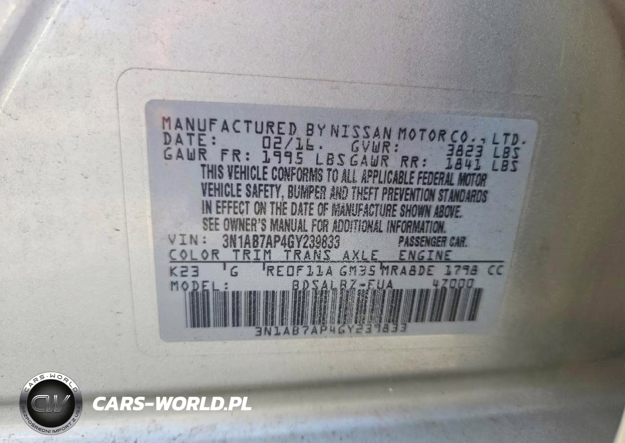 2016 Nissan Sentra S VIN:3N1AB7AP4GY239833 - 13