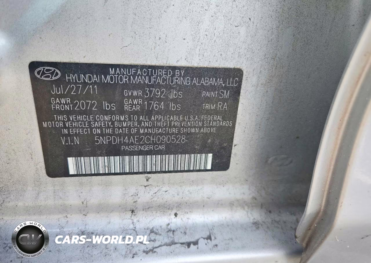 2012 Hyundai Elantra Limited VIN:5NPDH4AE2CH090528 - 12