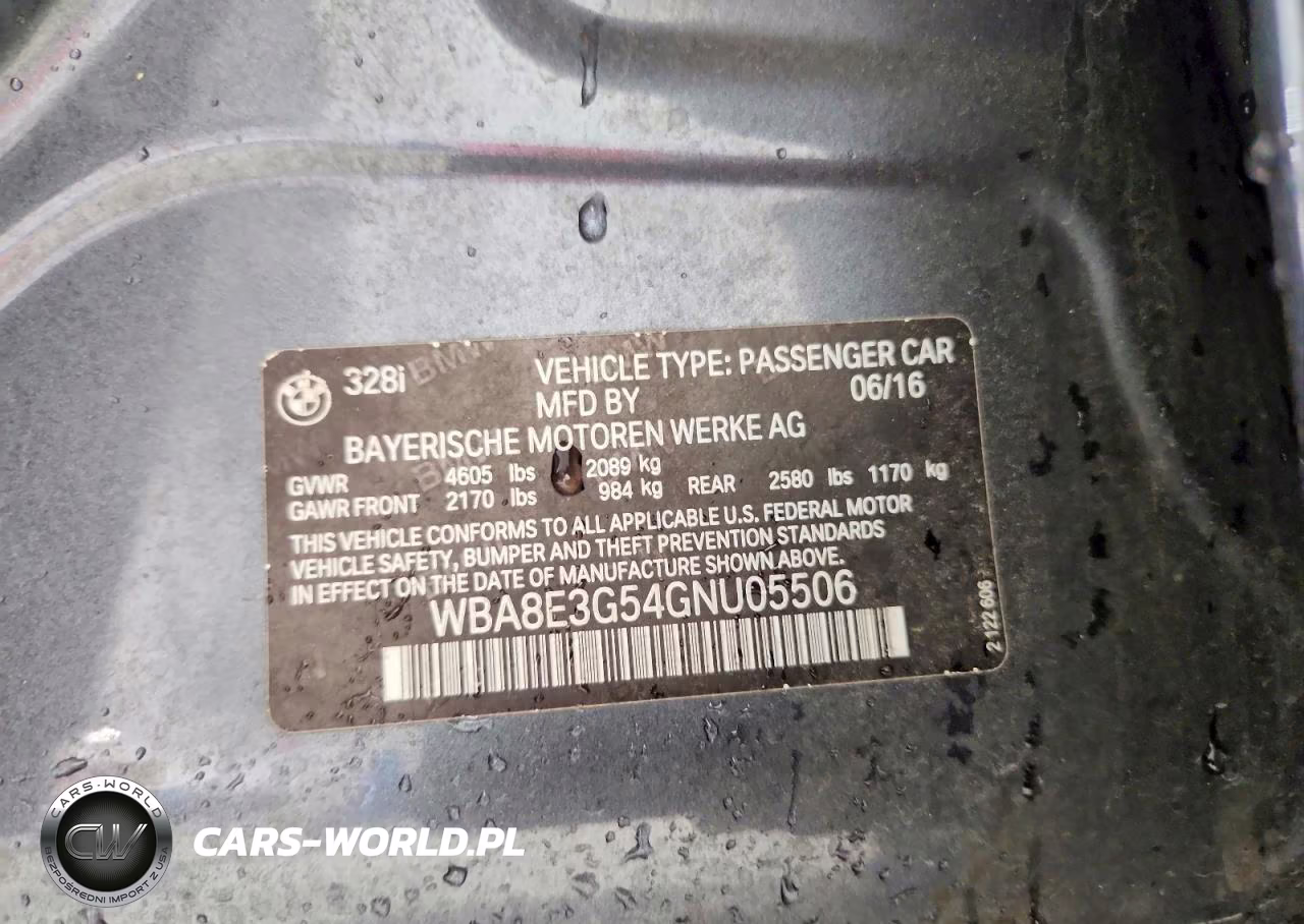 2016 BMW 328 Xi Sulev VIN:WBA8E3G54GNU05506 - 12