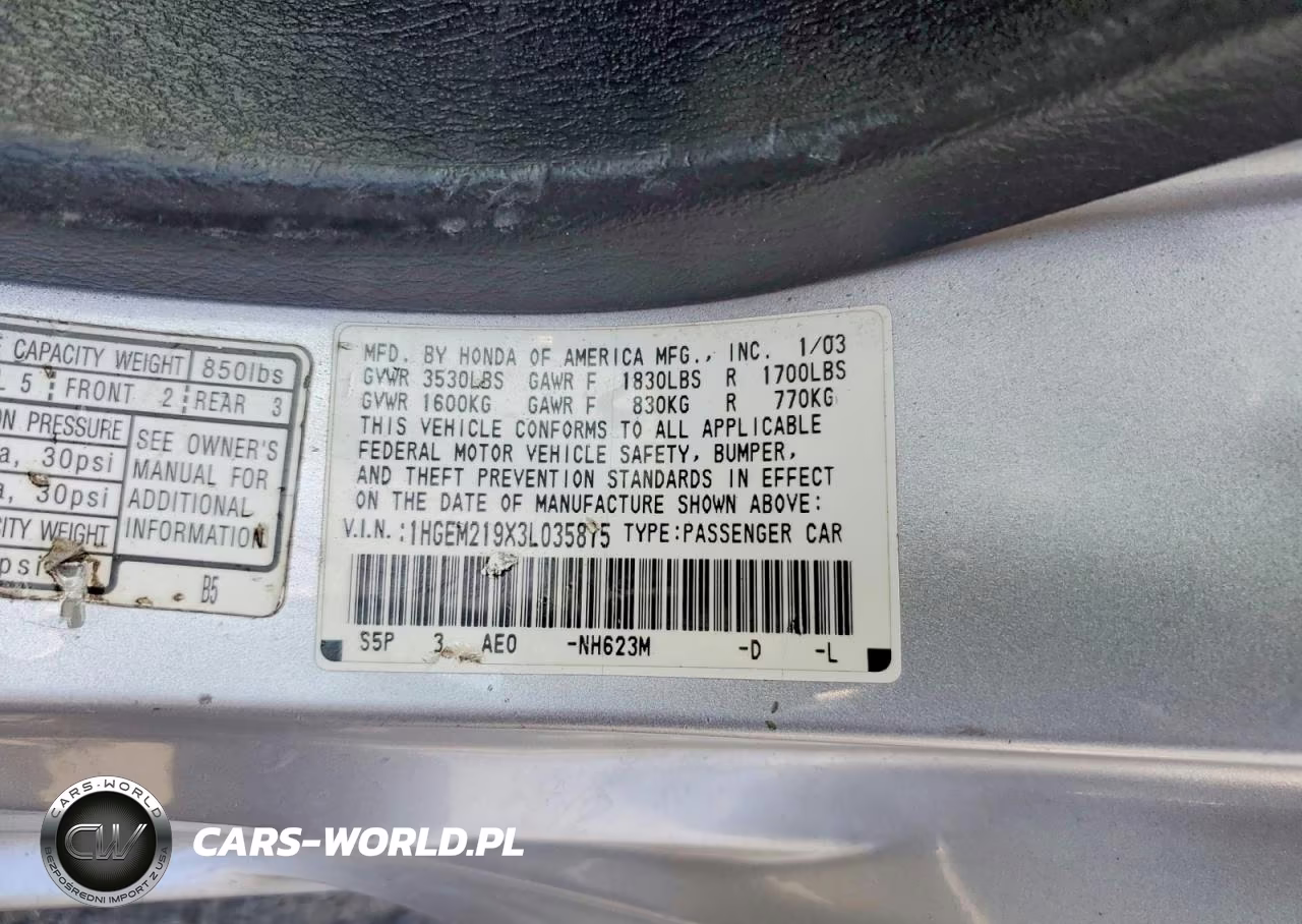 2003 Honda Civic Ex VIN:1HGEM219X3L035815 - 12
