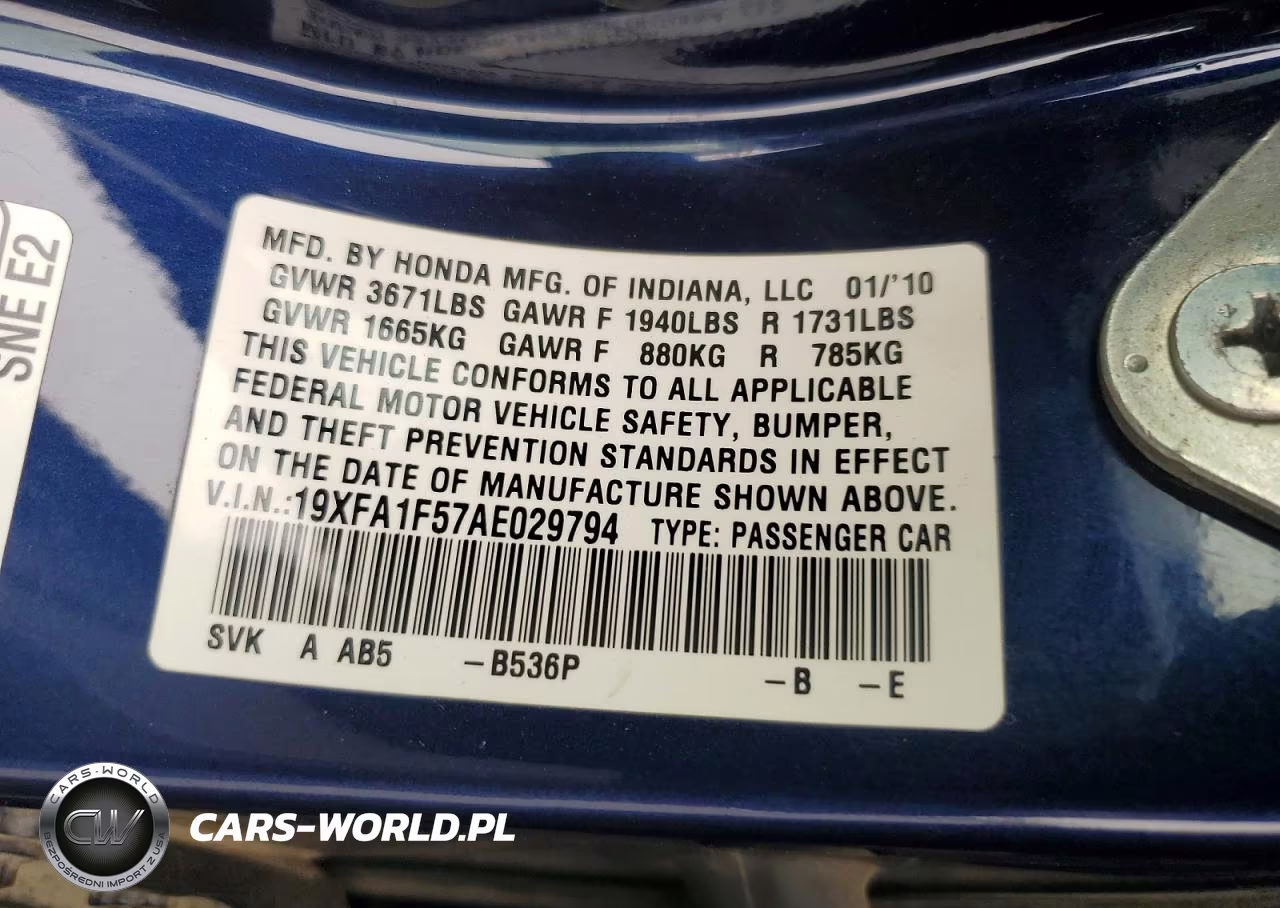 2010 Honda Civic Lx VIN:19XFA1F57AE029794 - 12