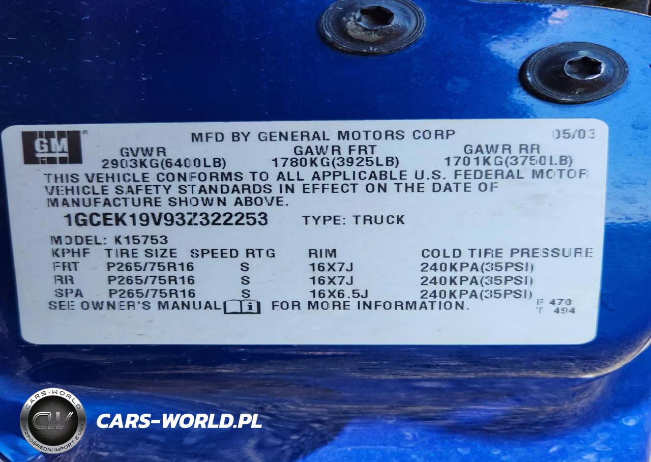 2003 Chevrolet Silverado K1500 VIN:1GCEK19V93Z322253 - 12