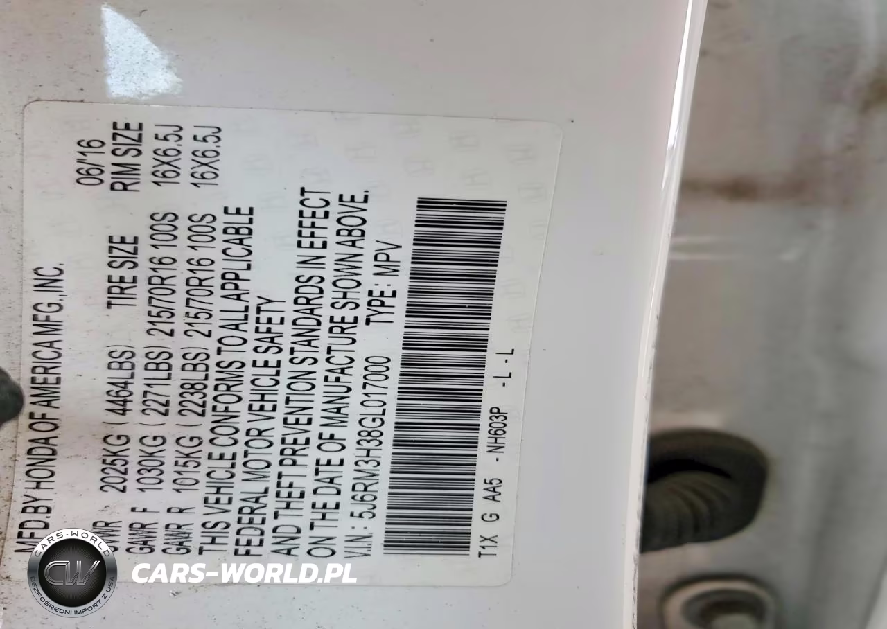 2016 Honda Cr-V Lx VIN:5J6RM3H38GL017000 - 12