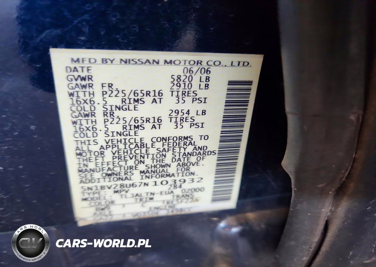 2007 Nissan Quest 3.5 VIN:5N1BV28U67N103932 - 13