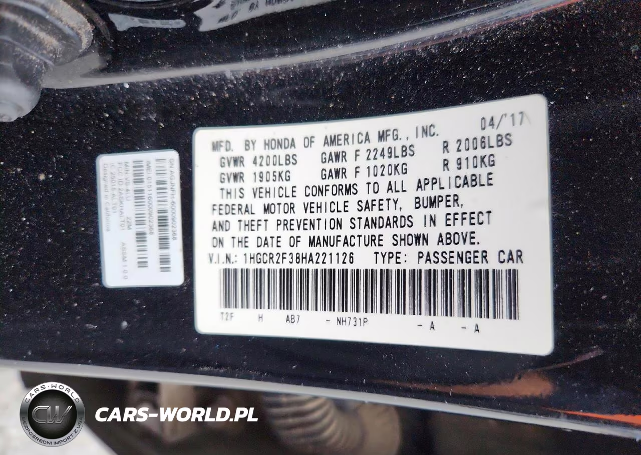 2017 Honda Accord Lx VIN:1HGCR2F38HA221126 - 12