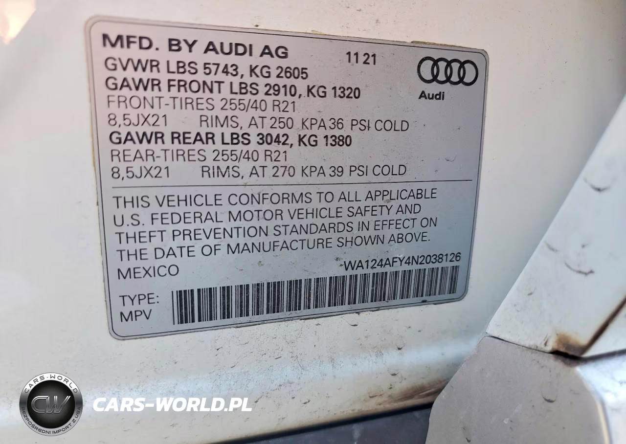 2022 Audi Sq5 Sportback Premium Plus VIN:WA124AFY4N2038126 - 12