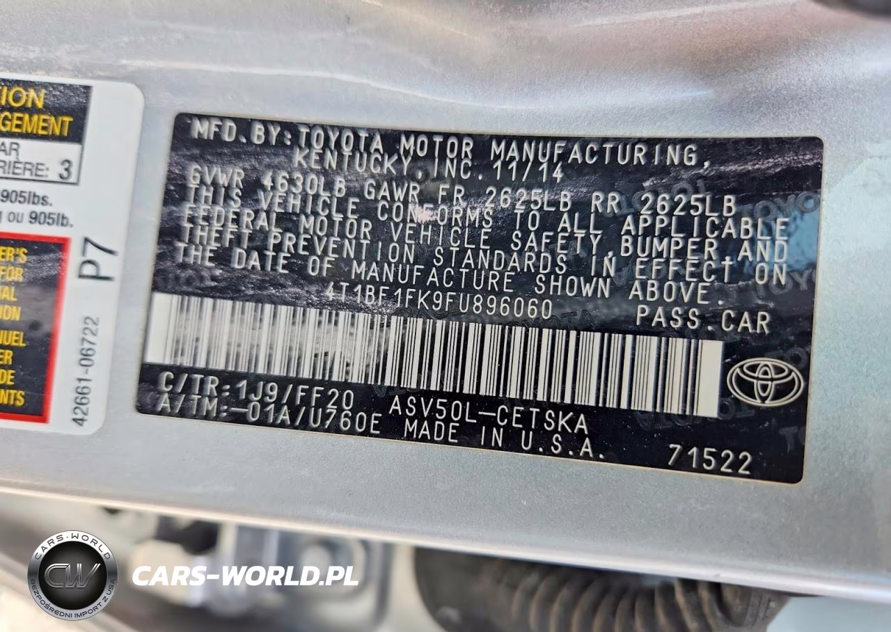 2015 Toyota Camry Se VIN:4T1BF1FK9FU896060 - 12