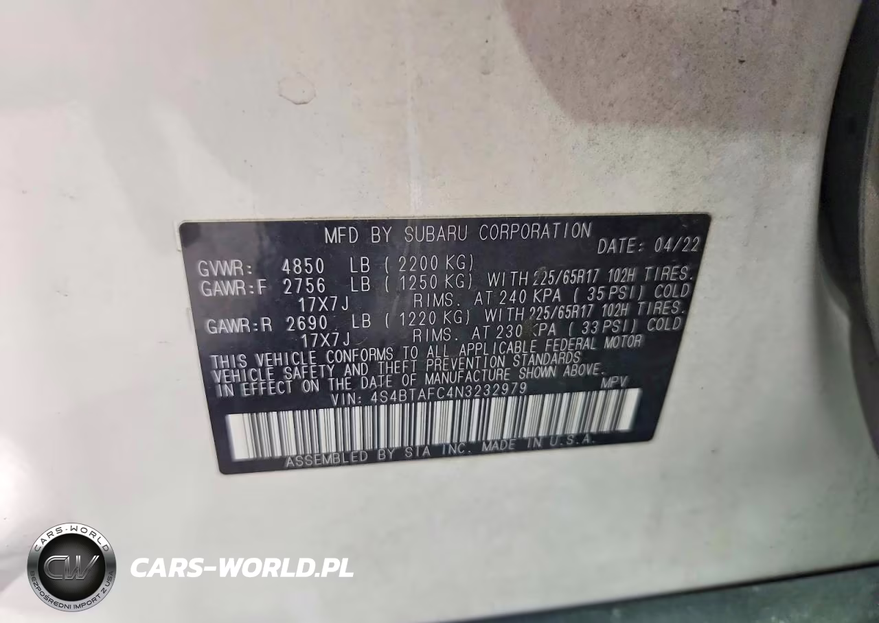 2022 Subaru Outback Premium VIN:4S4BTAFC4N3232979 - 13