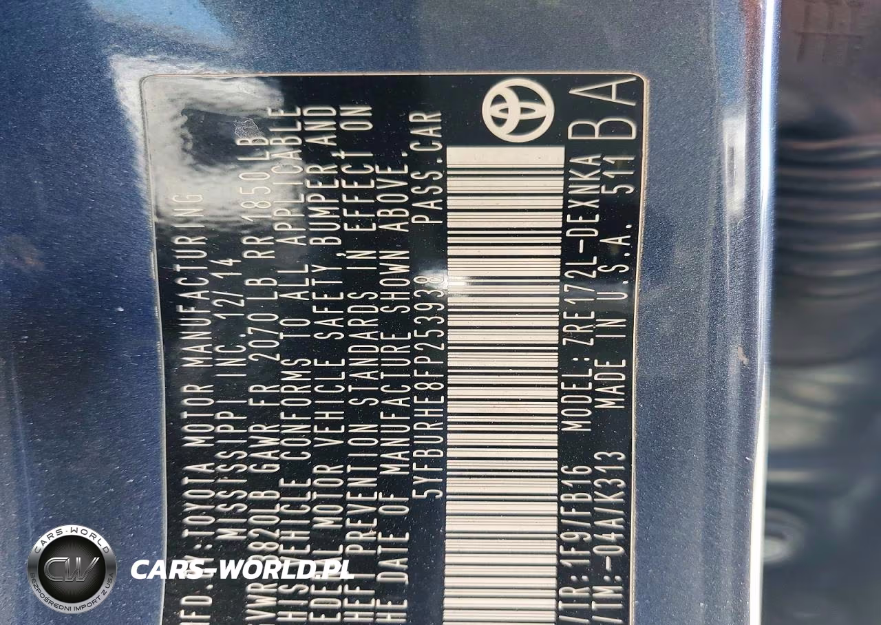 2015 Toyota Corolla L VIN:5YFBURHE8FP253938 - 12