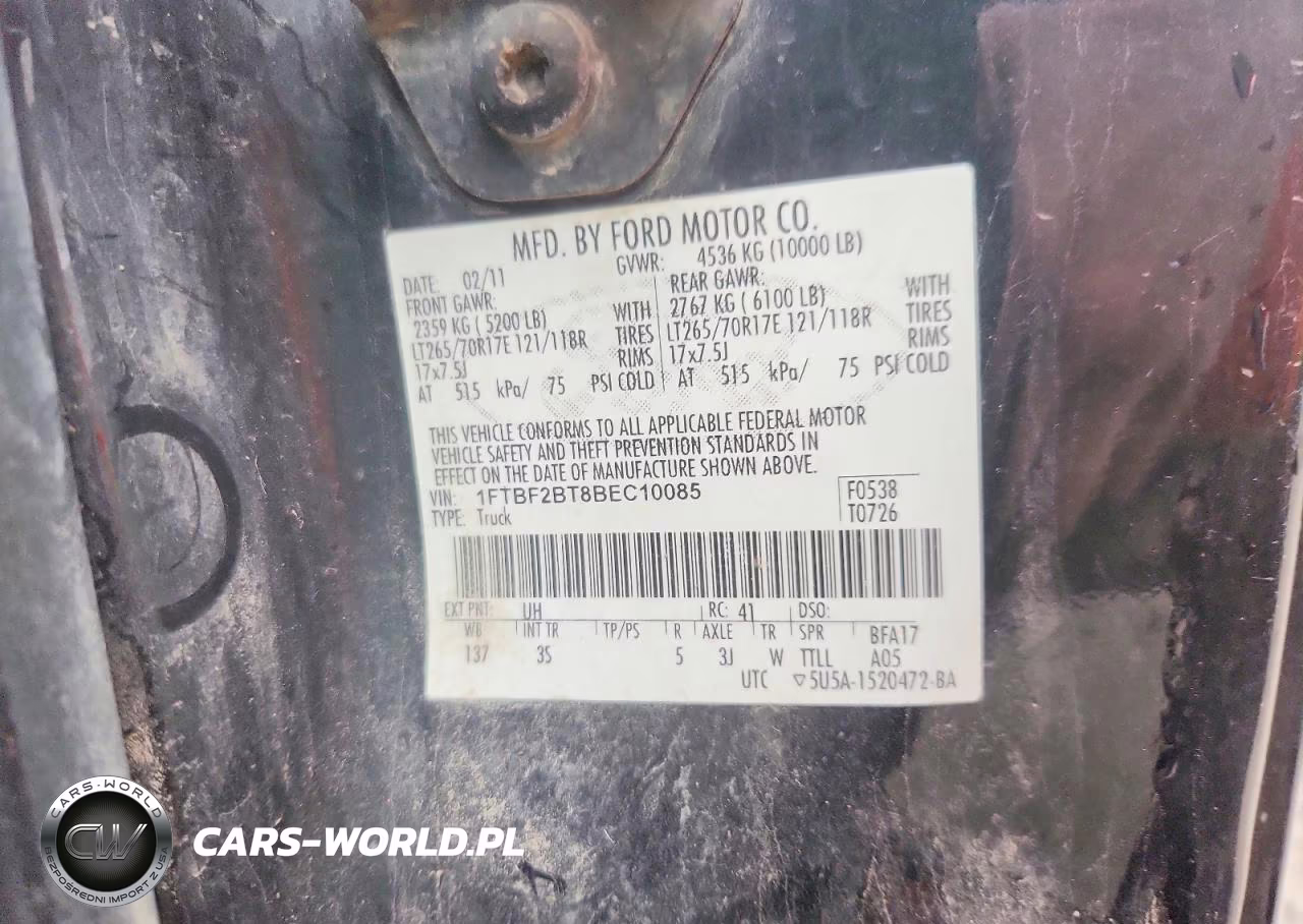2011 Ford F250 Super Duty VIN:1FTBF2BT8BEC10085 - 12