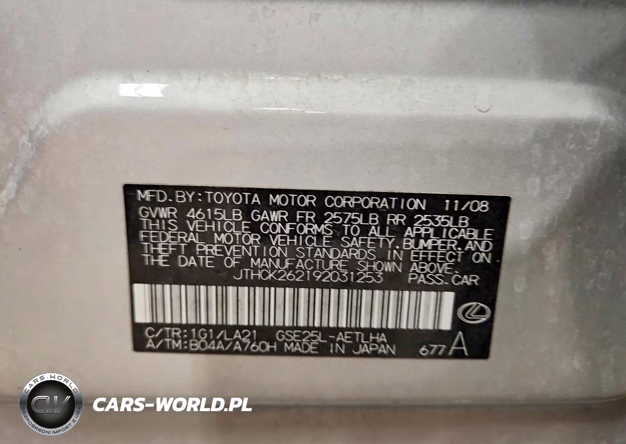 2009 Lexus Is 250 VIN:JTHCK262192031253 - 12
