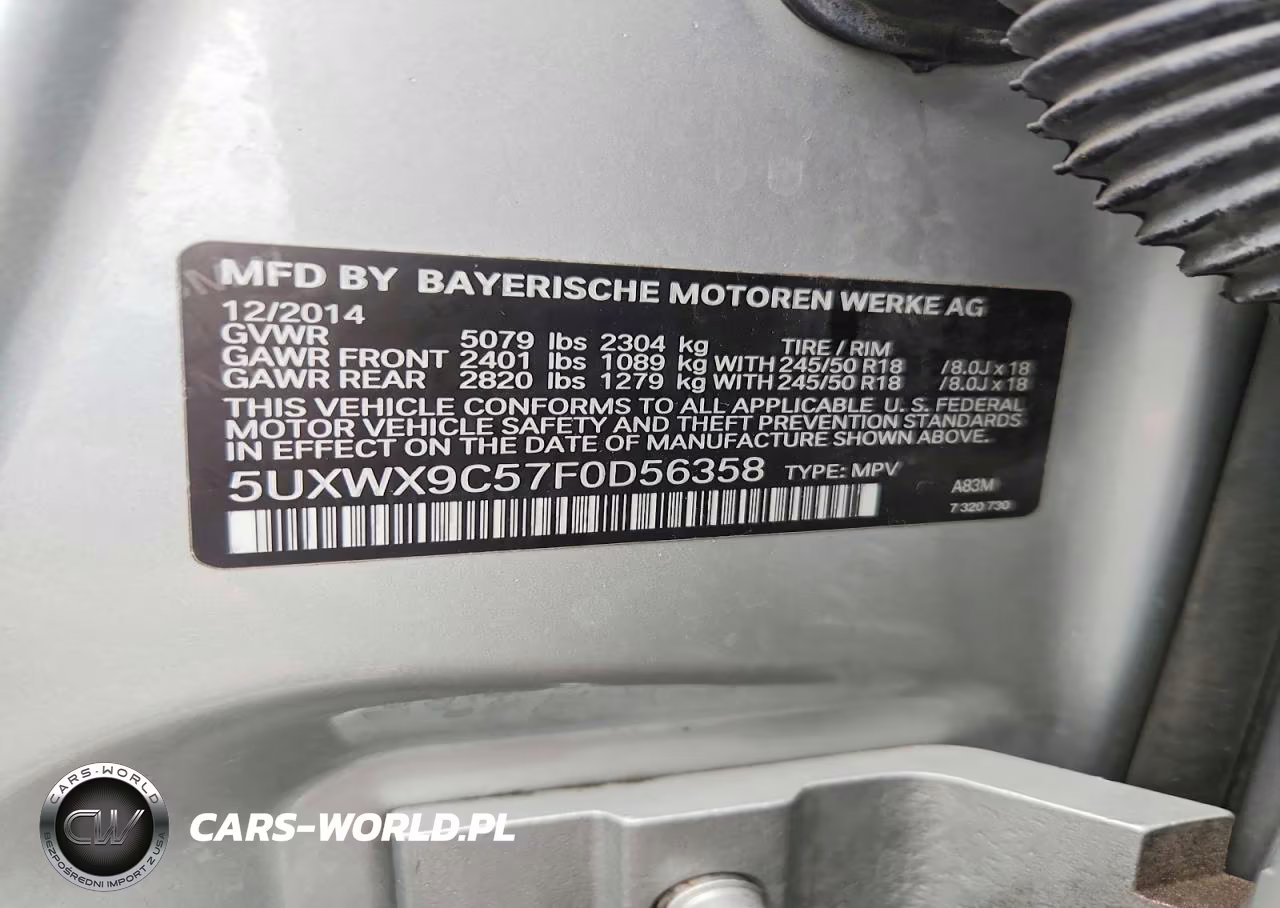 2015 BMW X3 xDrive28I VIN:5UXWX9C57F0D56358 - 13
