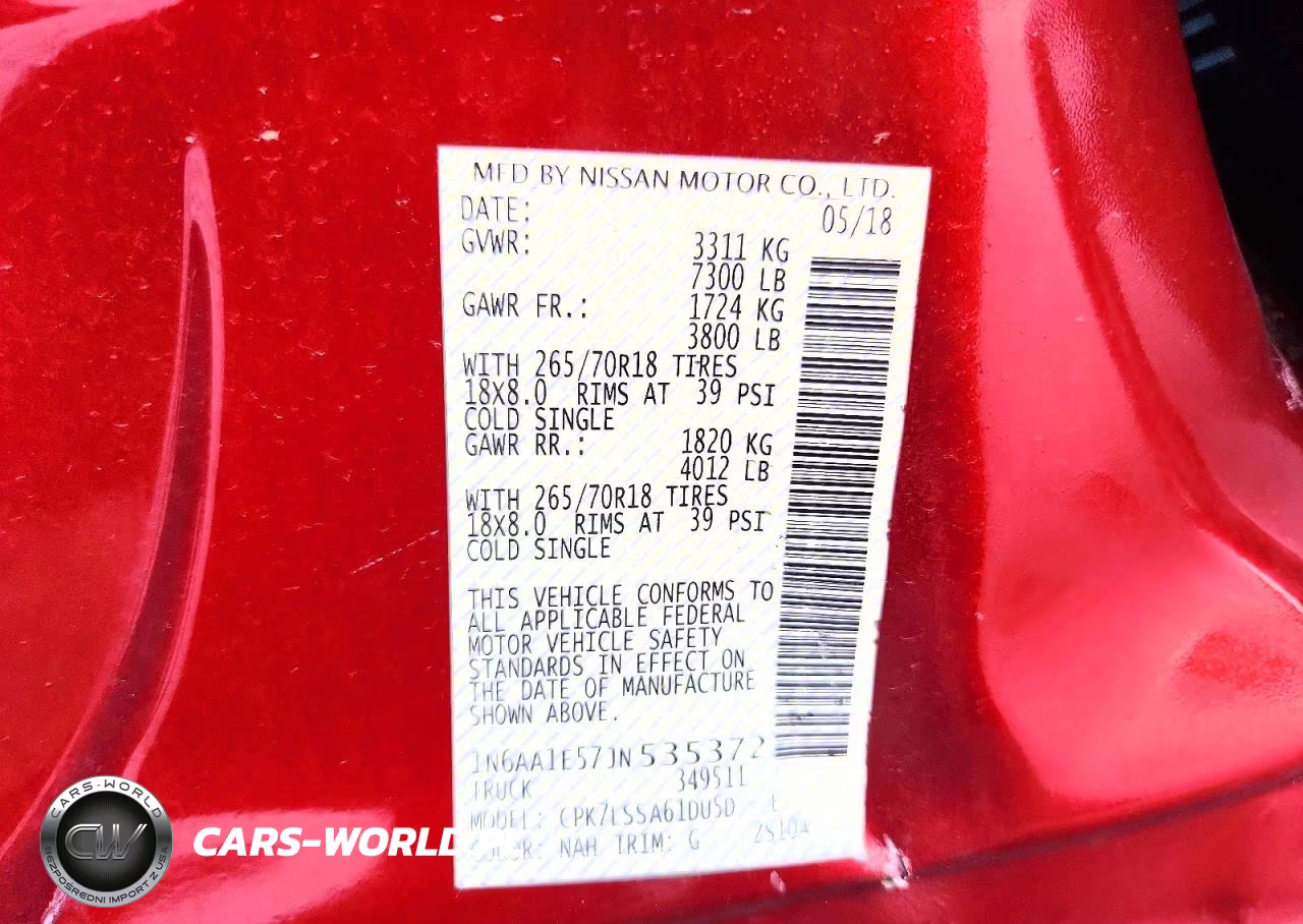 2018 Nissan Titan Sv VIN:1N6AA1E57JN535372 - 12