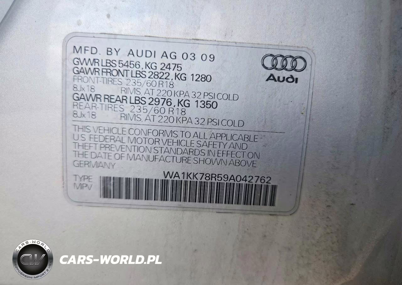 2009 Audi Q5 3.2 VIN:WA1KK78R59A042762 - 12