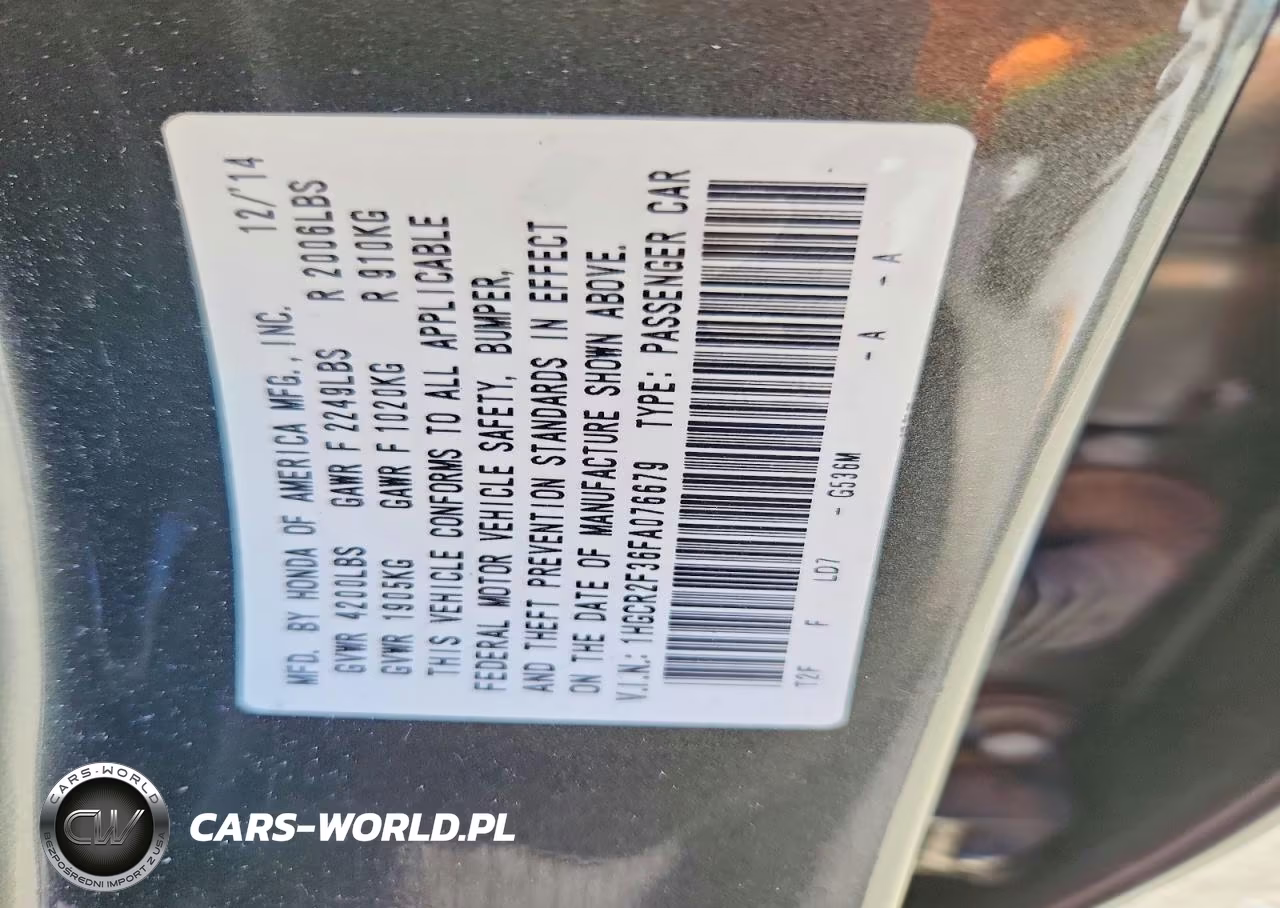 2015 Honda Accord Lx VIN:1HGCR2F36FA076679 - 13