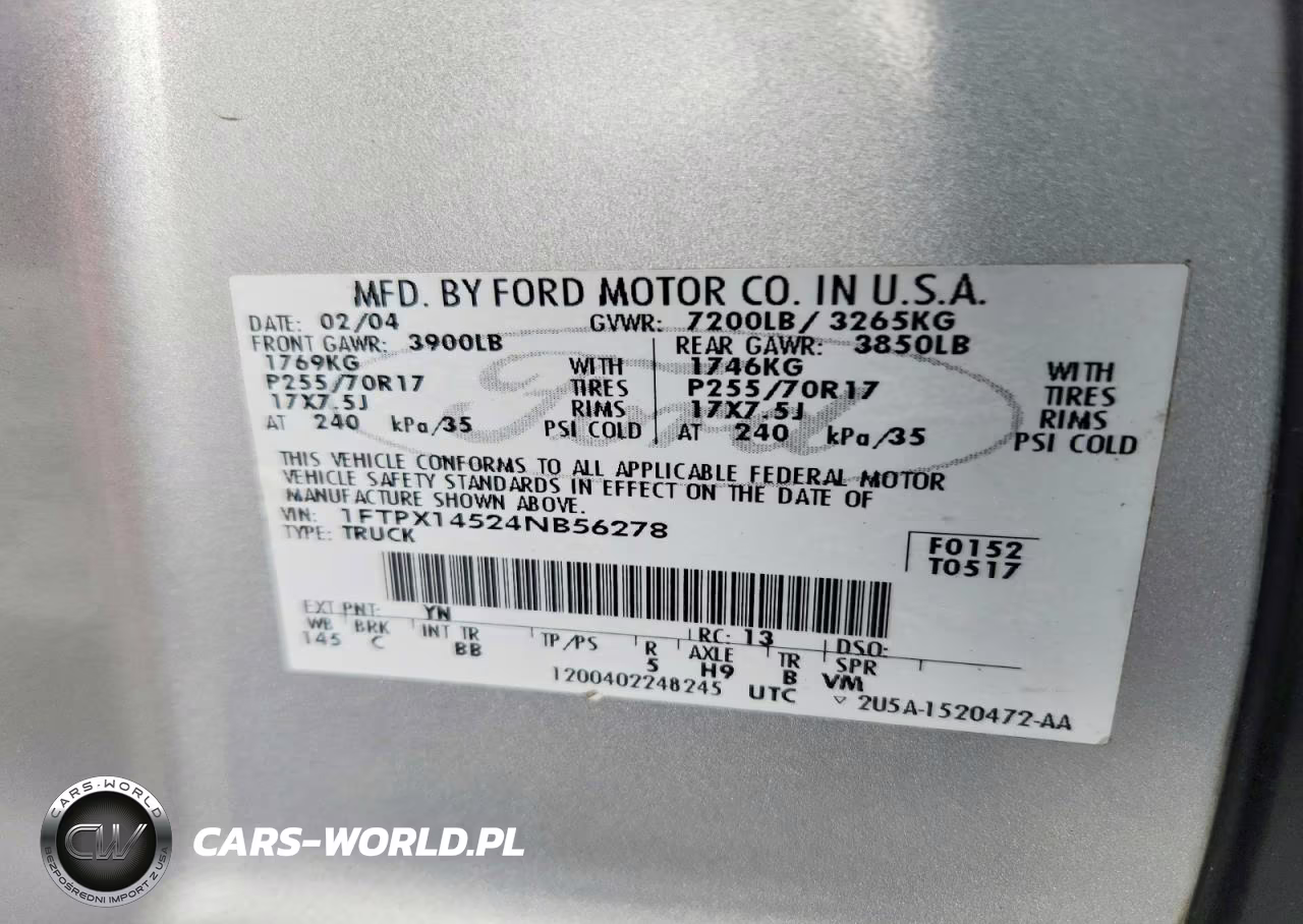 2004 Ford F150 VIN:1FTPX14524NB56278 - 12