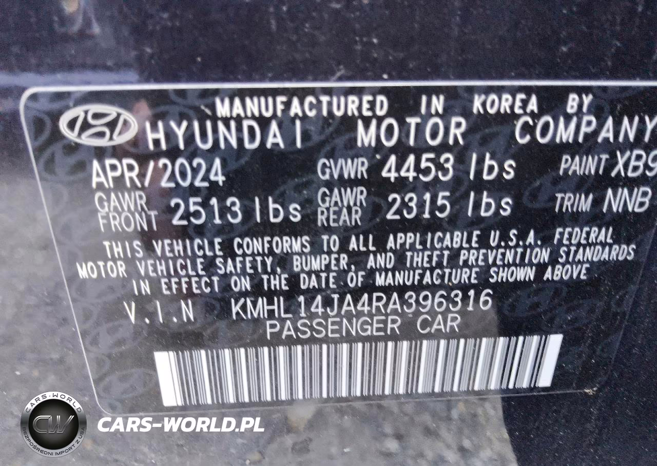 2024 Hyundai Sonata Sel VIN:KMHL14JA4RA396316 - 12