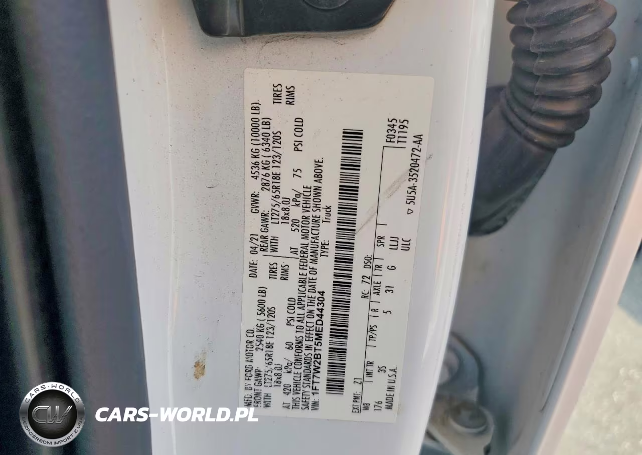 2021 Ford F250 Super Duty VIN:1FT7W2BT5MED44304 - 12