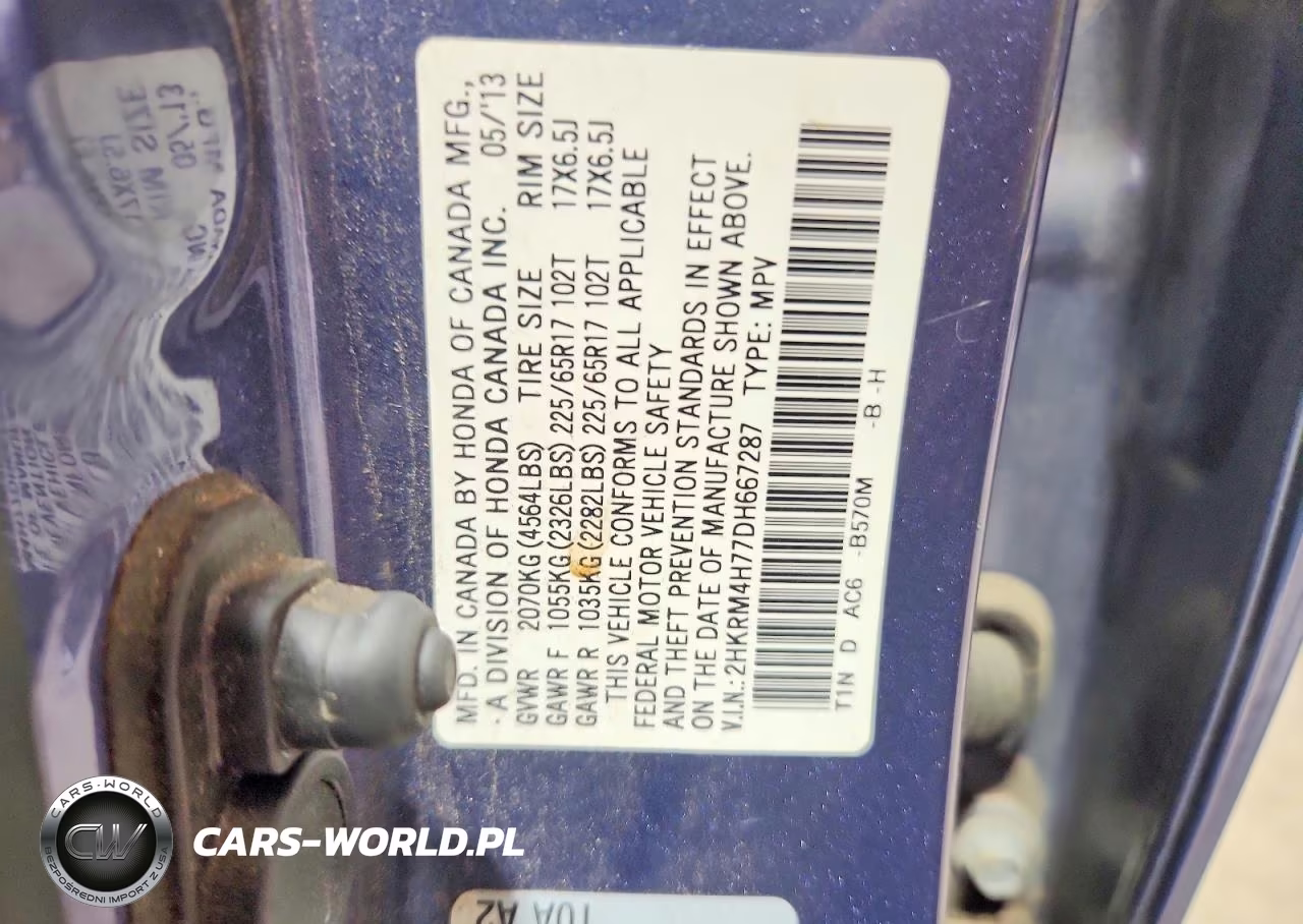 2013 Honda Cr-V Exl VIN:2HKRM4H77DH667287 - 13