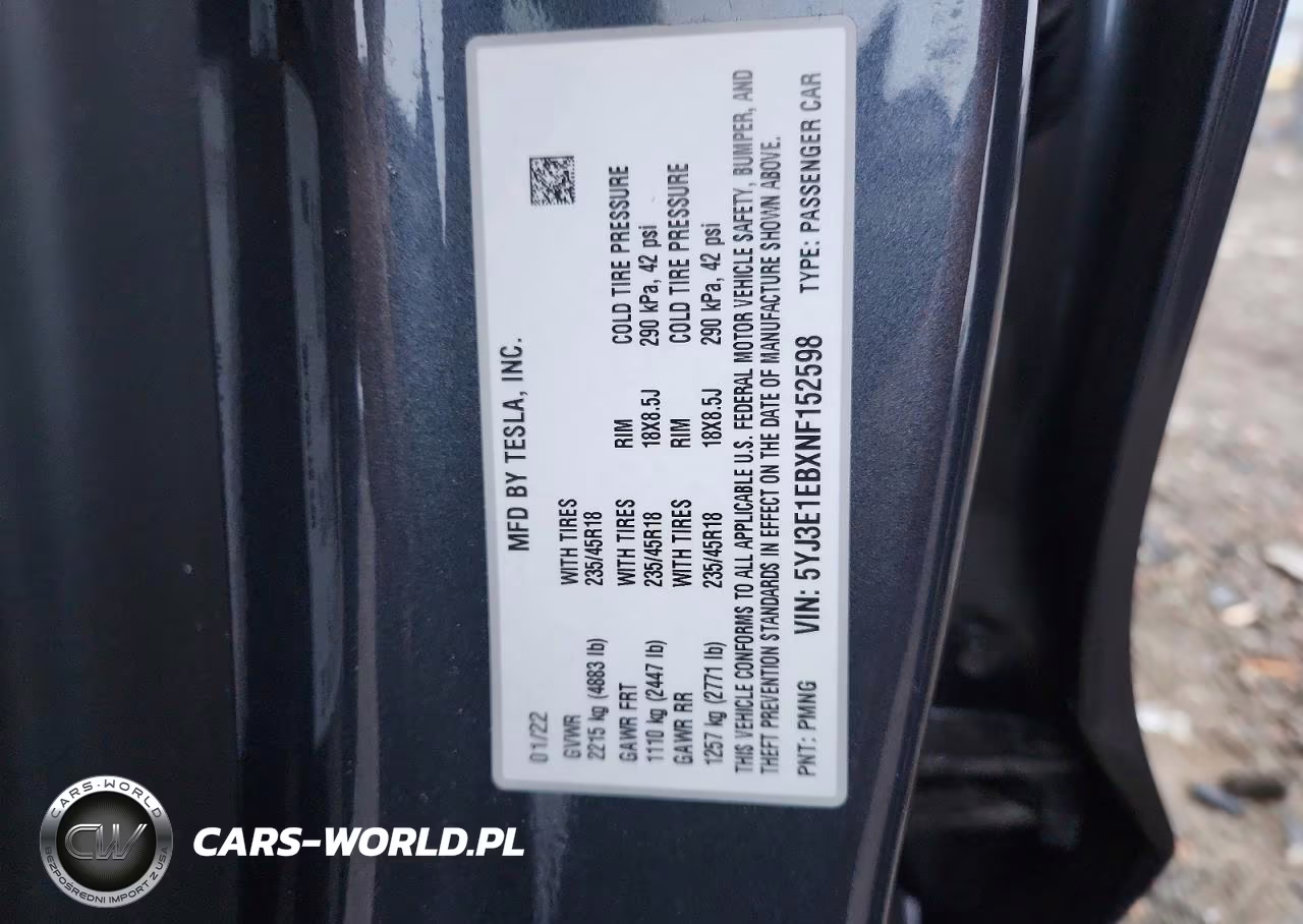 2022 Tesla Model 3 VIN:5YJ3E1EBXNF152598 - 13
