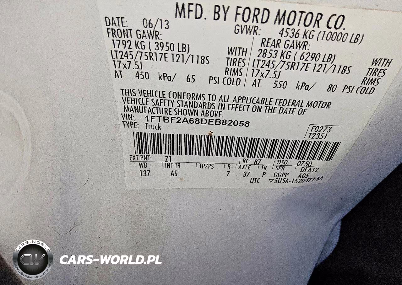 2013 Ford F250 Super Duty VIN:1FTBF2A68DEB82058 - 12