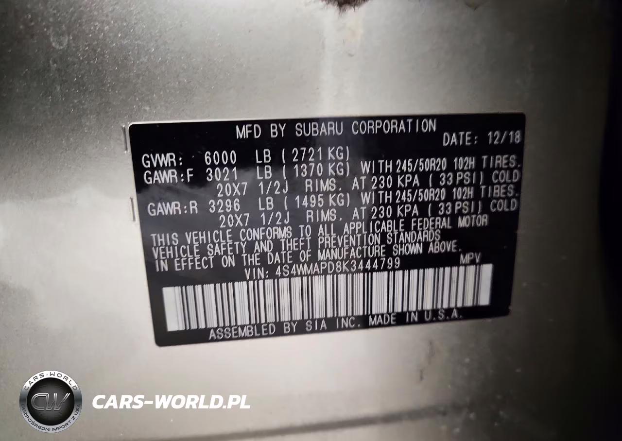 2019 Subaru Ascent Limited VIN:4S4WMAPD8K3444799 - 14