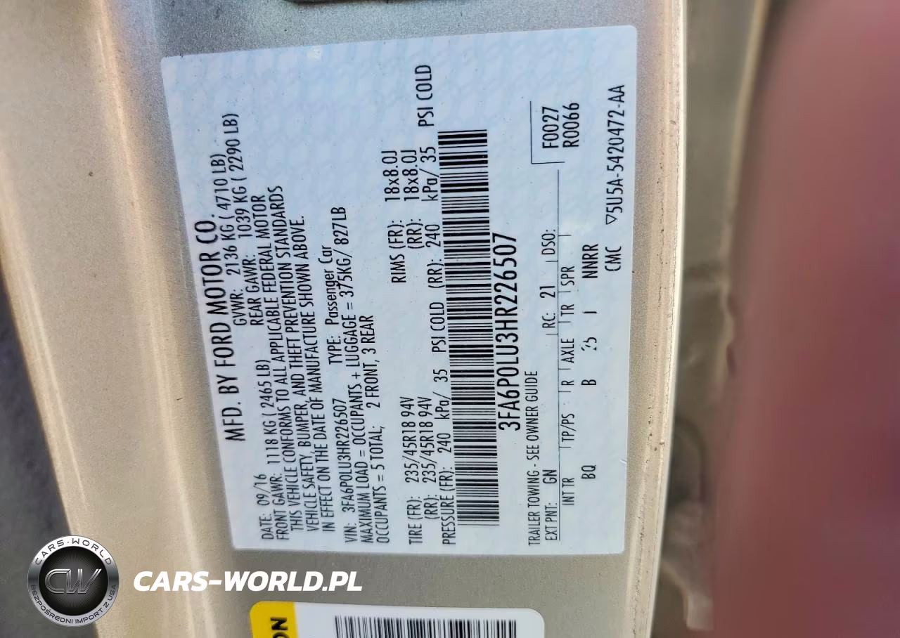 2017 Ford Fusion Se Hybrid VIN:3FA6P0LU3HR226507 - 12