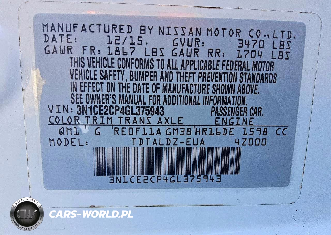2016 Nissan Versa Note Sv VIN:3N1CE2CP4GL375943 - 5