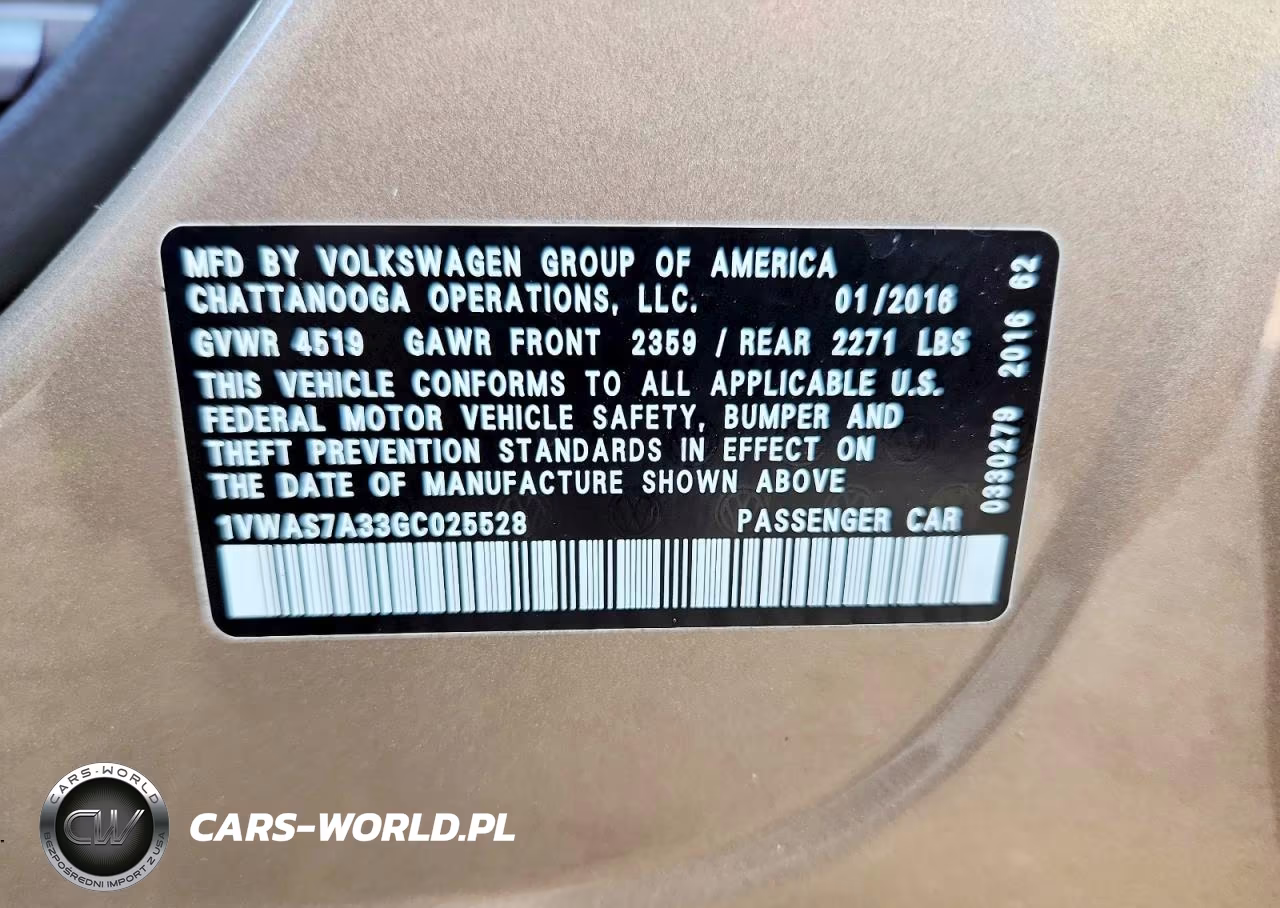 2016 Volkswagen Passat S VIN:1VWAS7A33GC025528 - 12