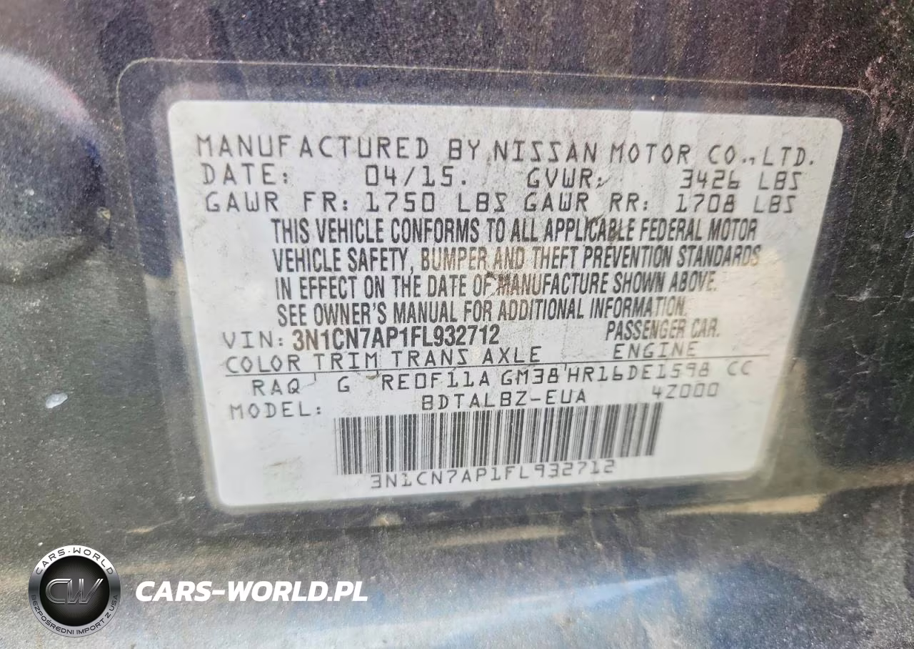 2015 Nissan Versa 1.6 Sv VIN:3N1CN7AP1FL932712 - 12