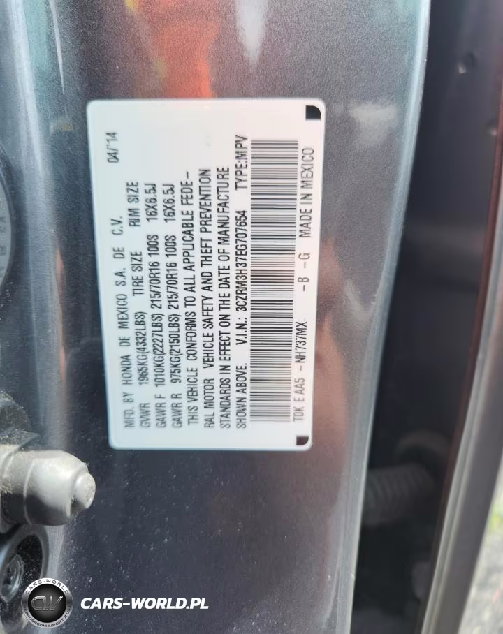 2014 Honda Cr-V Lx VIN:3CZRM3H37EG707654 - 13