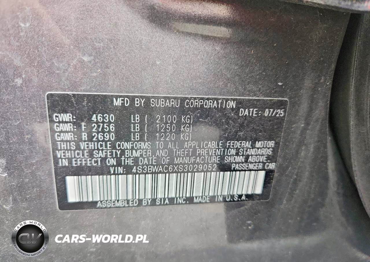 2025 Subaru Legacy Premium VIN:4S3BWAC6XS3029052 - 13