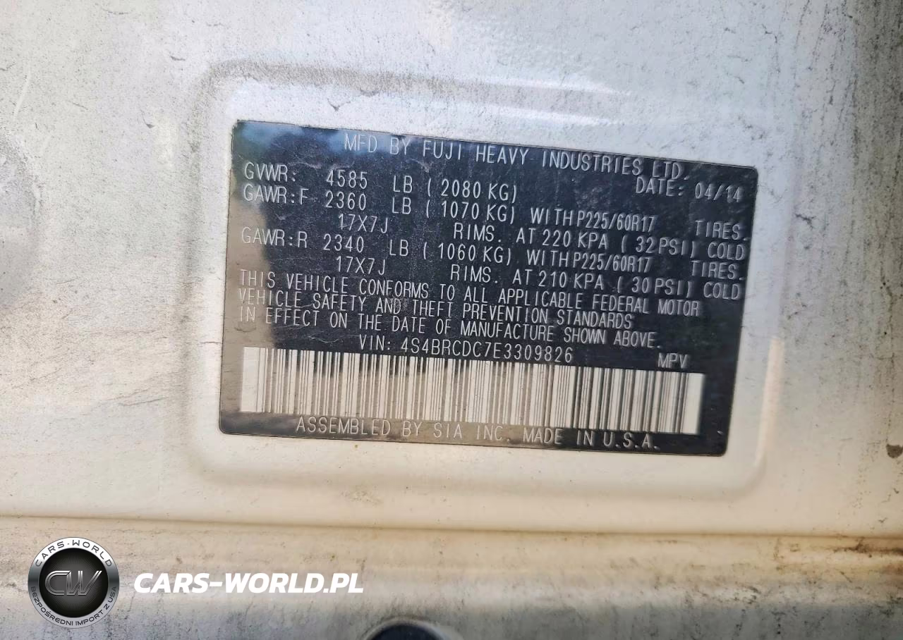 2014 Subaru Outback 2.5I Premium VIN:4S4BRCDC7E3309826 - 12