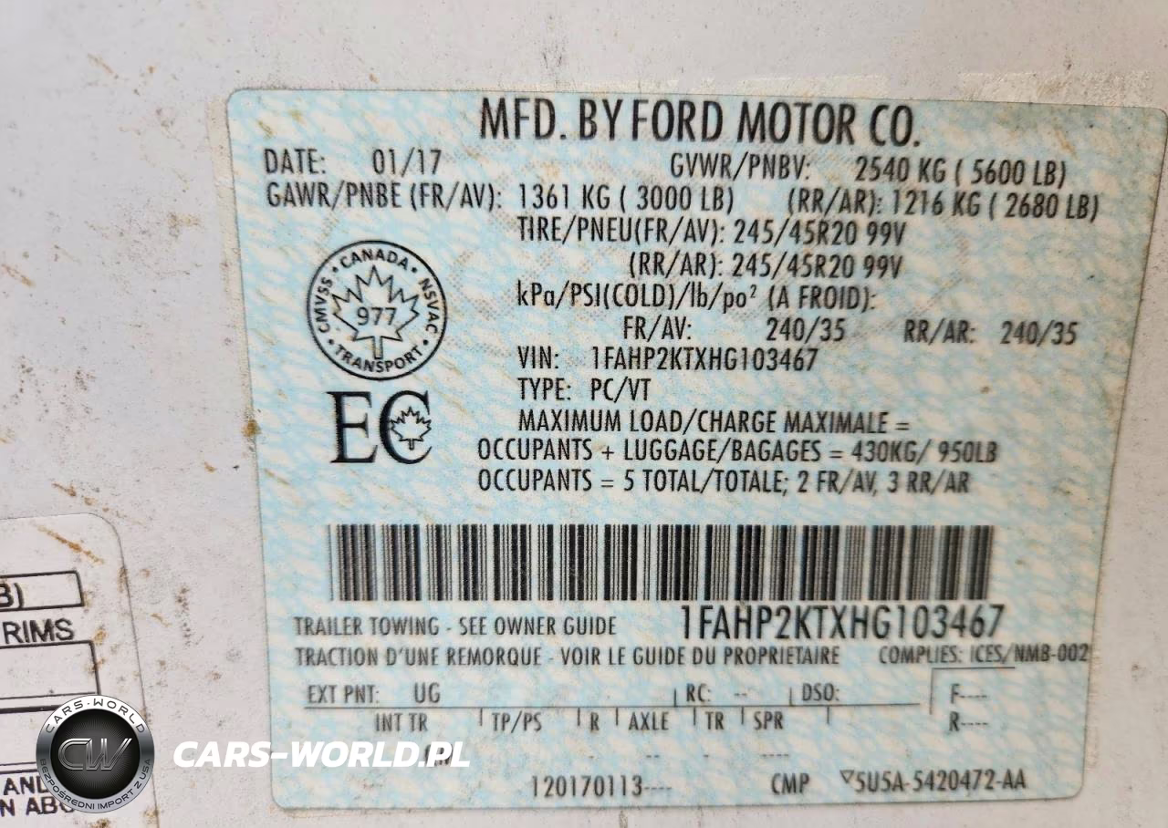 2017 Ford Taurus Sho VIN:1FAHP2KTXHG103467 - 12