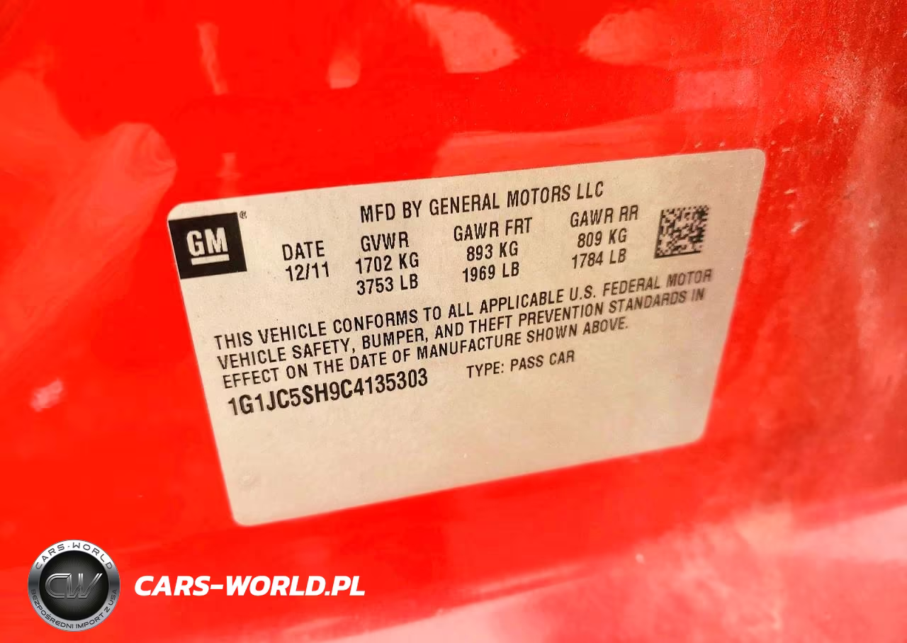 2012 Chevrolet Sonic Lt VIN:1G1JC5SH9C4135303 - 12