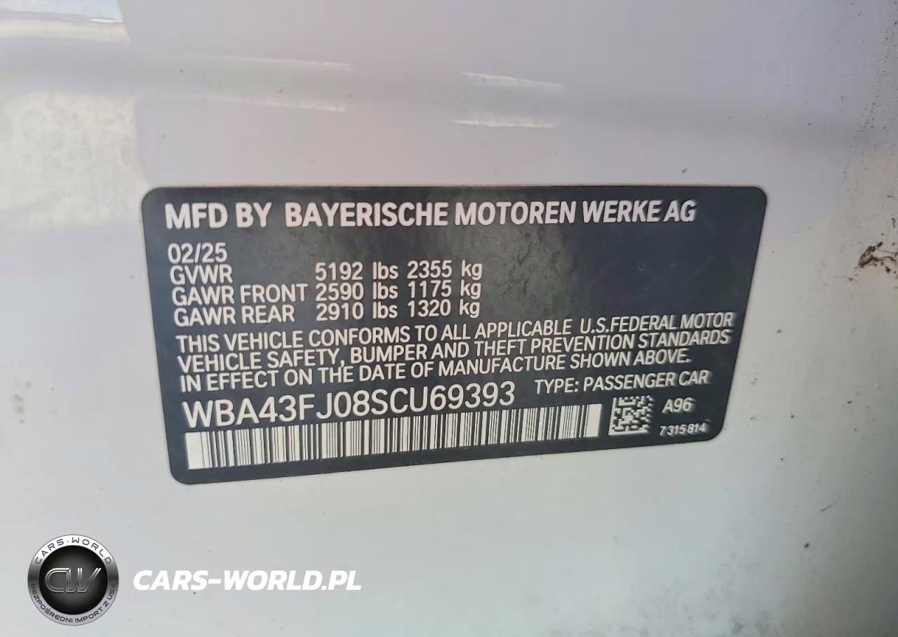 2025 BMW 530 I VIN:WBA43FJ08SCU69393 - 12