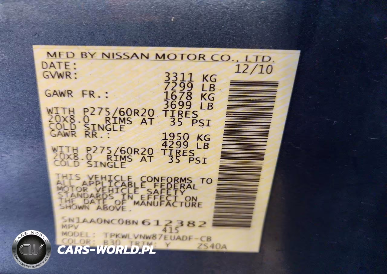 2011 Nissan Armada Sv VIN:5N1AA0NC0BN612382 - 12